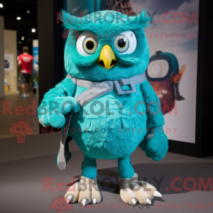 Teal Owl mascot costume...