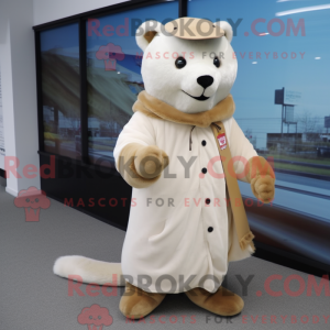 Beige Hermelin maskot...