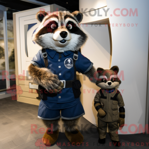 Navy Raccoon mascot costume...