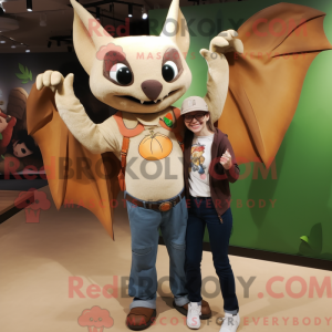 Beige Fruit Bat mascot...