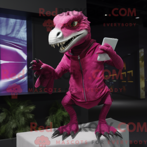 Magenta Velociraptor maskot...