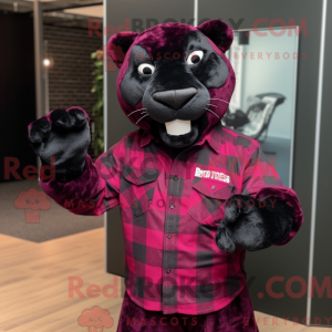 Magenta Panther Maskottchen...