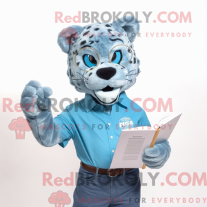 Cyan Cheetah maskot kostume...