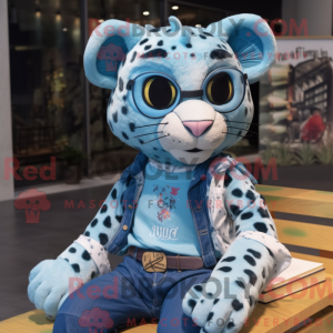 Cyan Cheetah mascot costume...