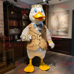 Cream Duck mascot costume...