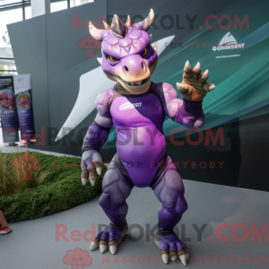 Purple Triceratops mascot...