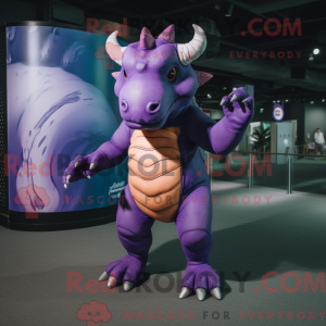 Purple Triceratops mascot...