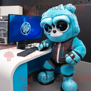 Cyan Computer Maskottchen...