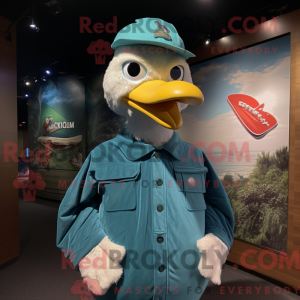 Teal Seagull mascot costume...