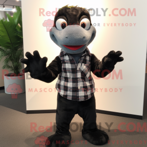 Sort Geckos maskot kostume...