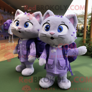 Lavendel kat maskot kostume...
