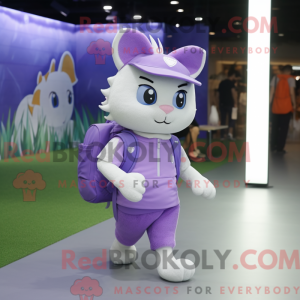 Lavendel Katt Maskot Drakt...