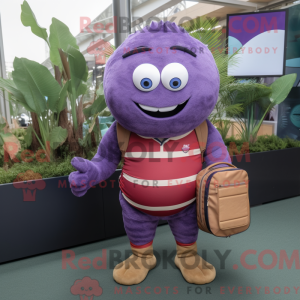 Purple Rugby Ball mascot...