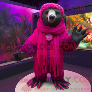 Magenta Sloth Bear mascot...