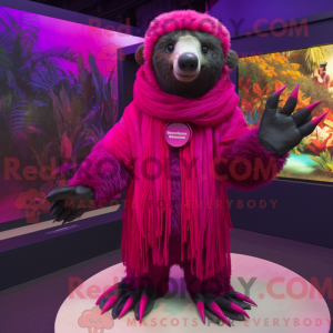 Magenta Sloth Bear maskot...