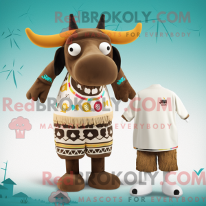 Tan Zebu mascot costume...