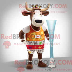 Tan Zebu mascot costume...