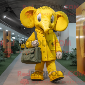 Gul elefant maskot kostume...