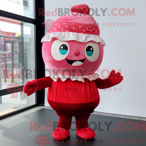 Rød Cupcake-maskotkostyme...