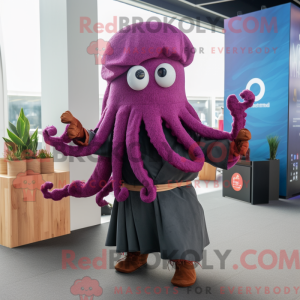 Magenta Octopus mascot...
