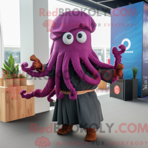 Magenta Octopus maskot...