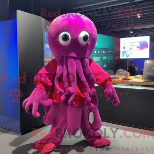 Magenta Octopus mascot...