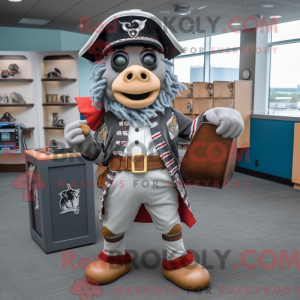 Grå piratmaskotdraktfigur...