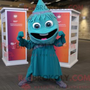 Teal Vampire maskot kostume...