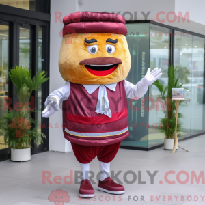 Maroon Hamburger mascot...