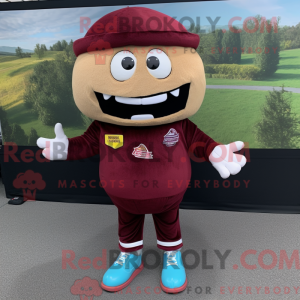 Maroon Hamburger mascot...