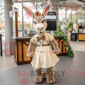Beige Donkey mascot costume...