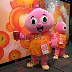 Orange Pink mascot costume...