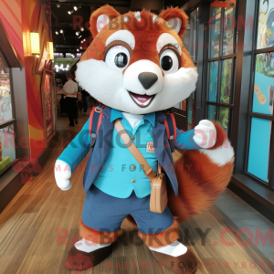 Cyan Red Panda mascot...