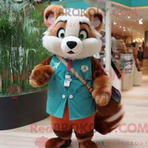 Cyan rød panda maskot...