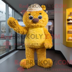 Gold Cupcake mascot costume...