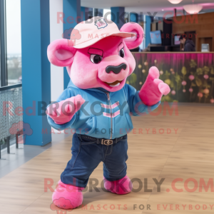 Pink Bison maskot kostume...