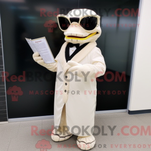 Cream Python mascot costume...