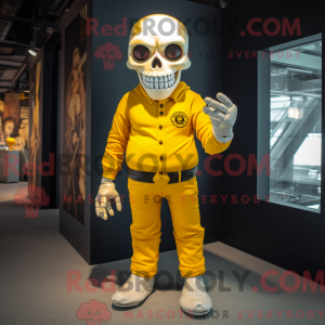 Yellow Skull mascot costume...