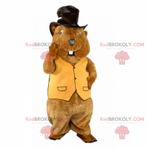 Mascotte de hamster avec chapeau - Redbrokoly.com