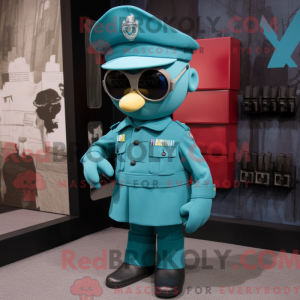 Teal Soldier mascot costume...