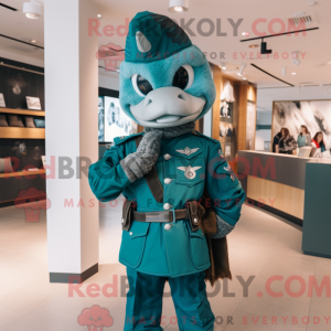 Teal Soldier Maskottchen...