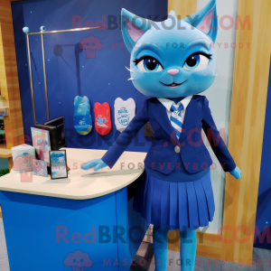 Blå kat maskot kostume...