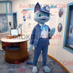 Blue Cat mascot costume...