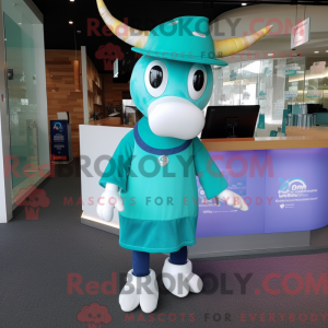 Teal Cow Maskottchen Kostüm...
