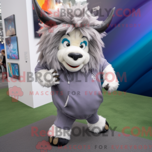 Grå Yak maskot kostume...