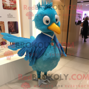 Cyan Fasan maskot kostume...