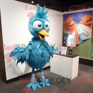 Cyan Fasan maskot kostume...