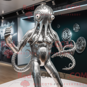 Sølv Kraken maskot kostume...