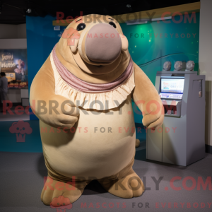 Tan Walrus mascottekostuum...
