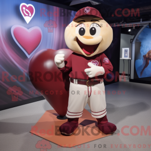 Maroon Heart mascot costume...